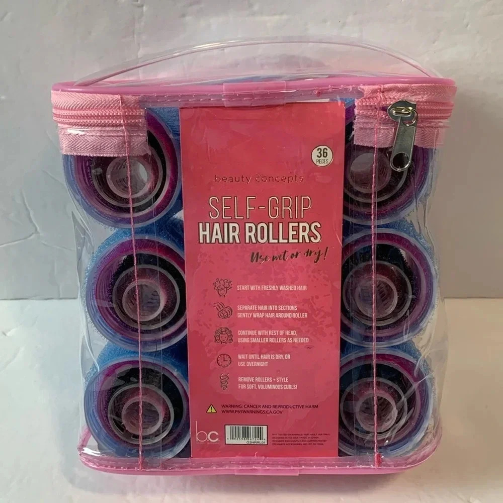 Hair Curlers Self-Grip 36-Piece Set & Storage Case New